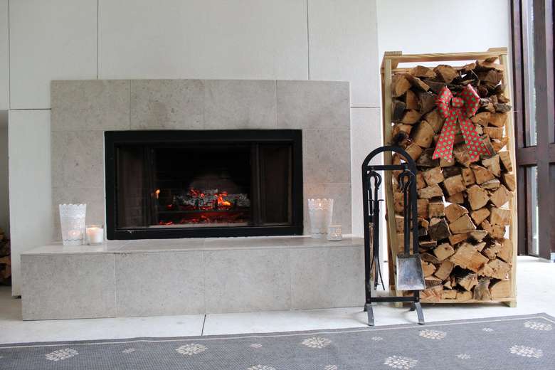 fire in fireplace