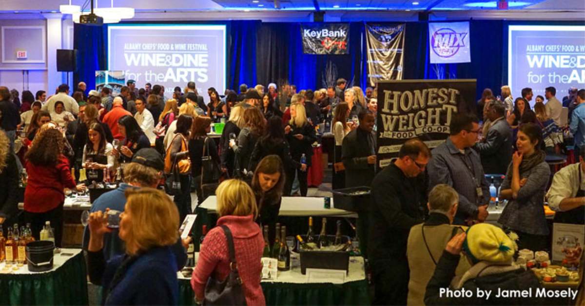 crowd at an indoor chef and food festival event