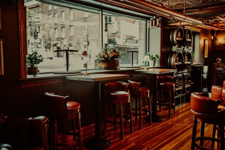 table seating in a tasting room