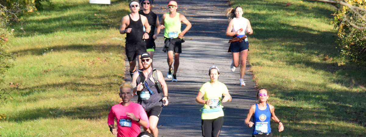 people running on paved walkway